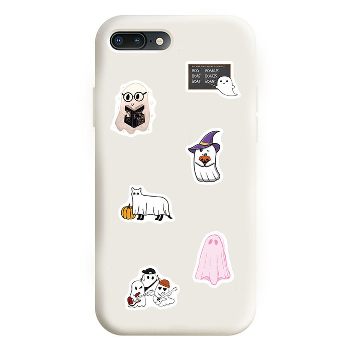 Halloween Ghost Stickers: Customize, Waterproof, Residue-Free: white, black ghosts and Halloween-themed cartoon characters, k