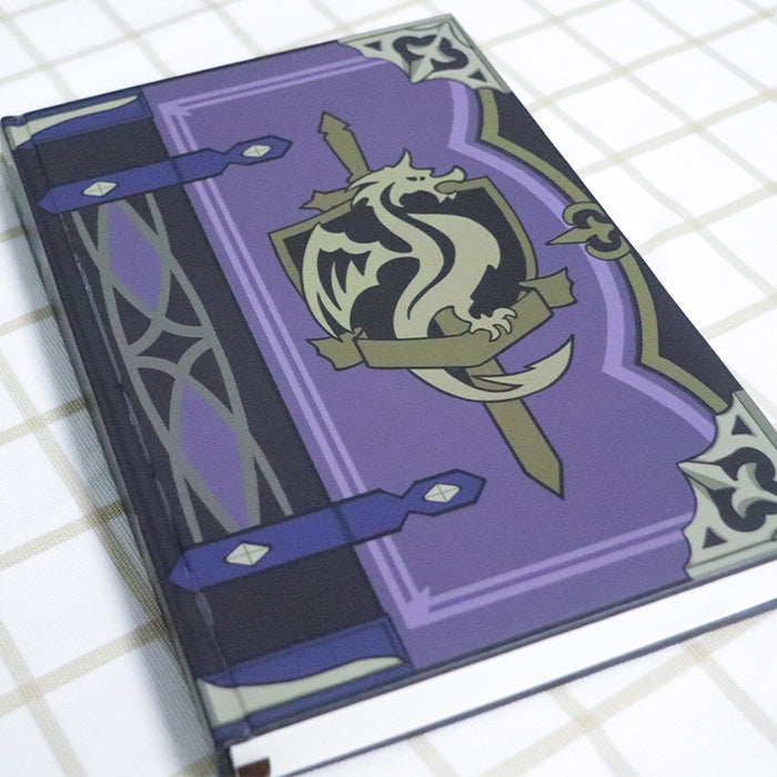 Hard Shell Genshin Impact Notebook: purple, black dragon emblem, fantasy cartoon style