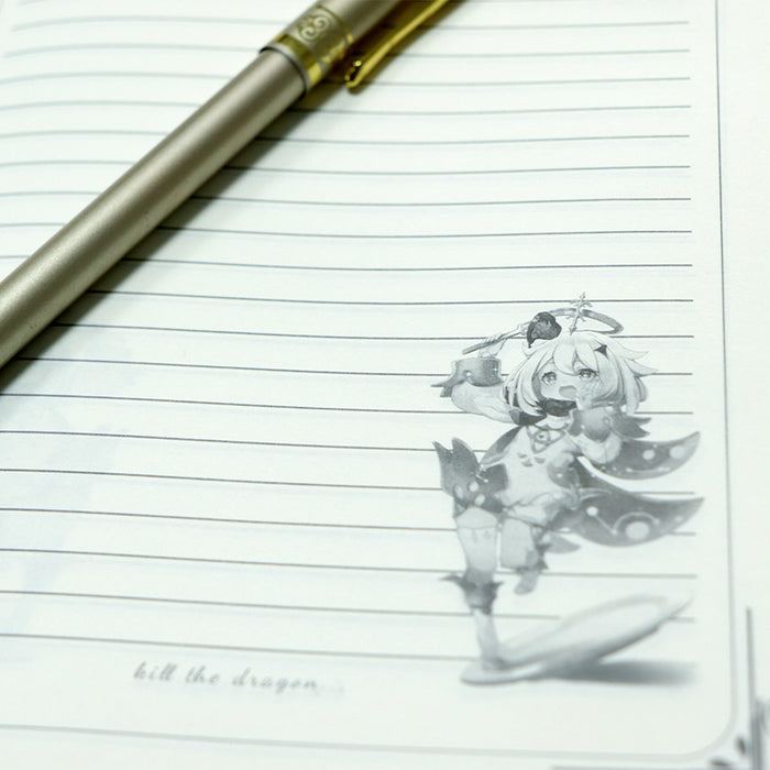 Hard Shell Genshin Impact Notebook: purple, black dragon emblem, fantasy cartoon style