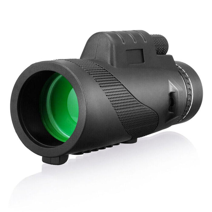 HD Monocular Tripod for Smartphone Photography: black, dark gray monocular telescope with tripod, minimal functional outdoor/