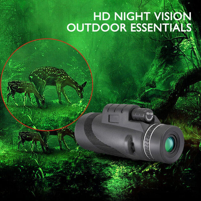 HD Monocular Tripod for Smartphone Photography: black, dark gray monocular telescope with tripod, minimal functional outdoor/