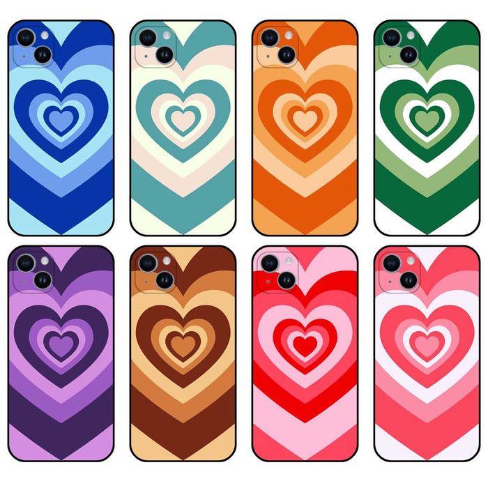 Heart iPhone Case with Custom Fit: blue, teal heart theme, retro graphic cartoon style