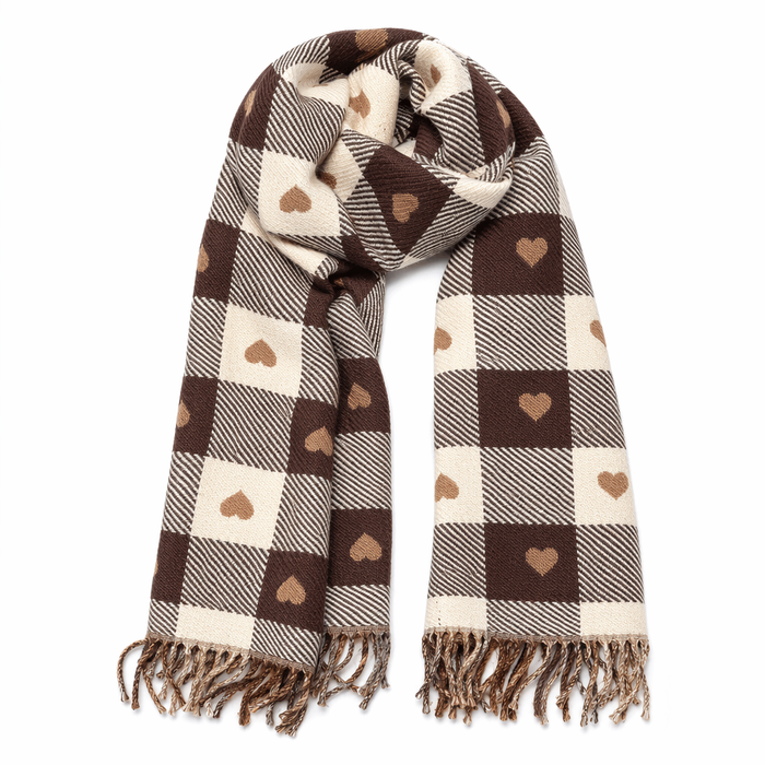 Heart-Knit Plaid Cozy Scarf Default