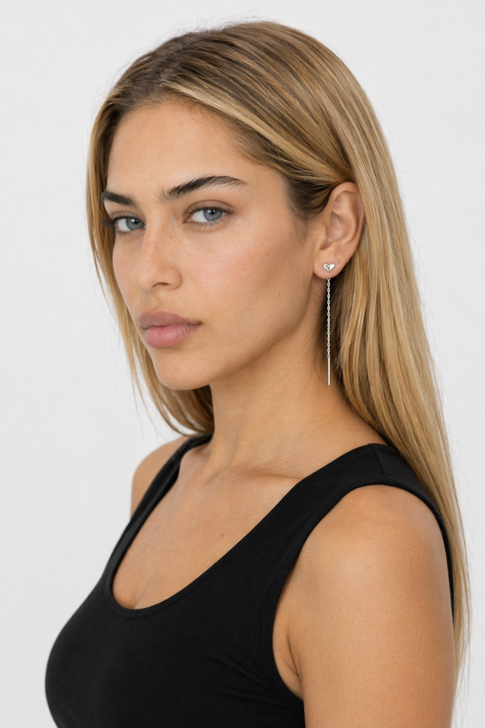 Heart-Shaped Earrings with a Delicate Dangling Design Default