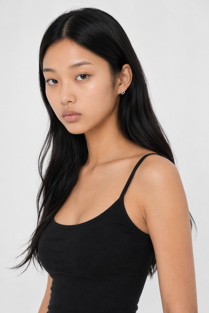Heart-Shaped Silver Hoop Earrings Default