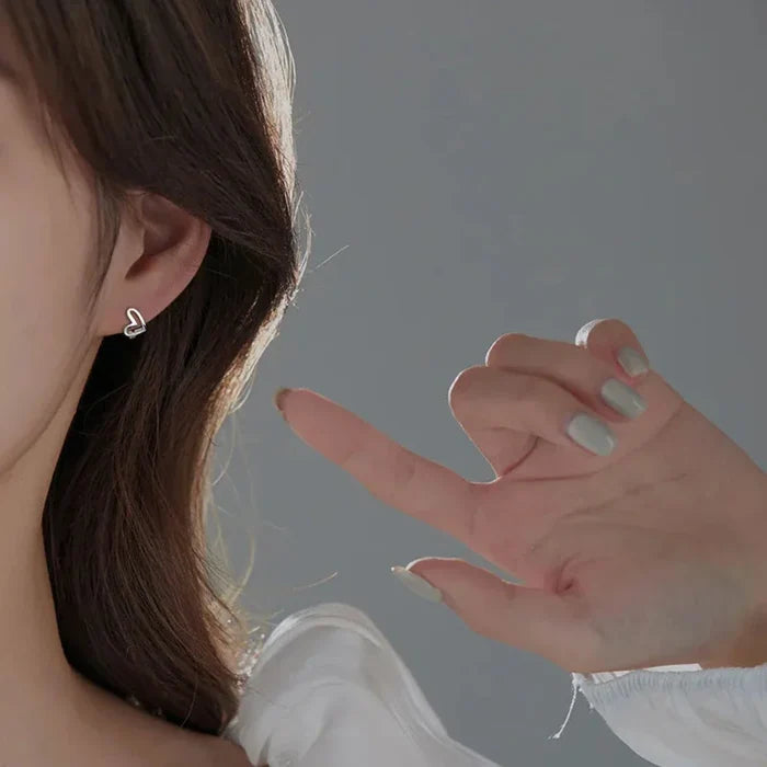 Heart-Shaped Silver Hoop Earrings: silver heart, minimal style