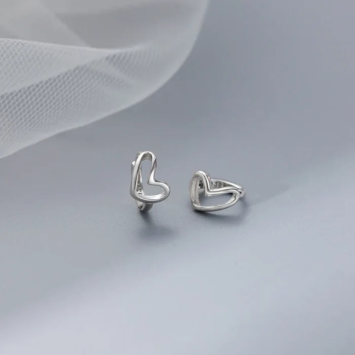 Heart-Shaped Silver Hoop Earrings: silver heart, minimal style