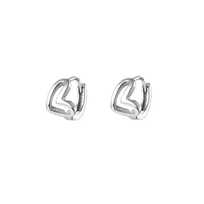 Heart-Shaped Silver Hoop Earrings: silver heart, minimal style