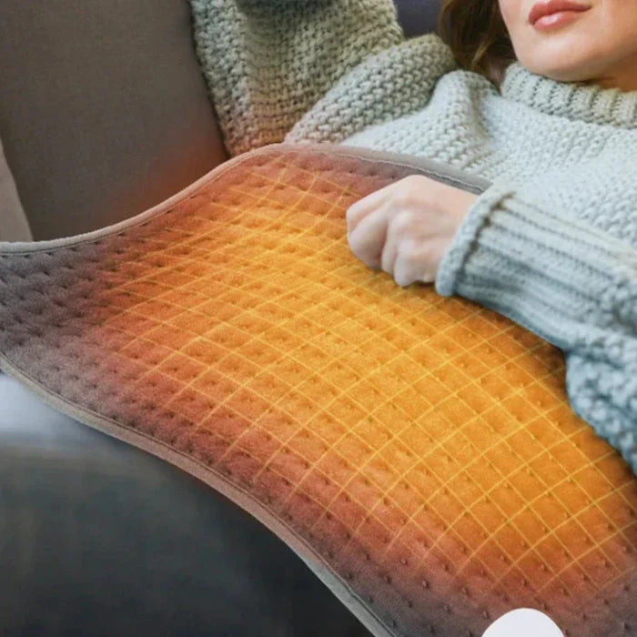 Heated Electric Pad for Warmth: orange, yellow heated cushion/pad, minimal style