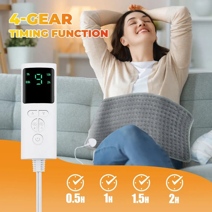 Heated Electric Pad for Warmth: orange, yellow heated cushion/pad, minimal style