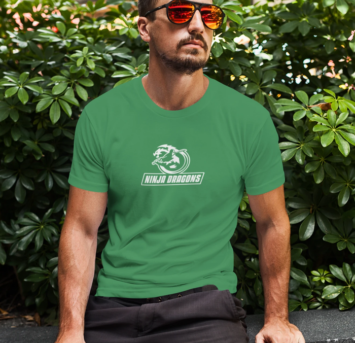 Heavy Cotton Tee, Ninja Dragon: black, white dragon, minimal graphic style