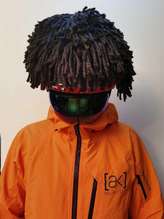 Helmet Rizz Dreadlocks Ski Helmet Cover: black, dark brown hat, novelty style