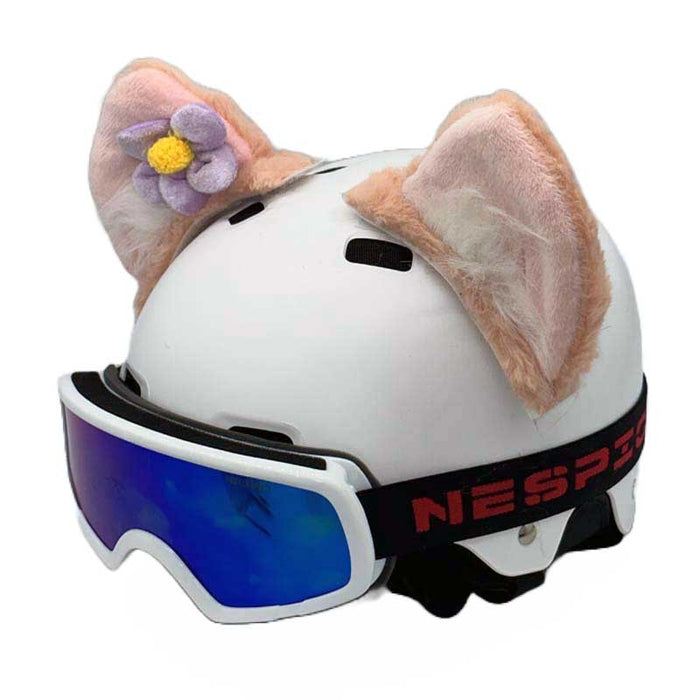 Helmet Rizz: Fox Ears Helmet Ornaments: white, pale pink cat-themed, cute cartoon/kawaii style
