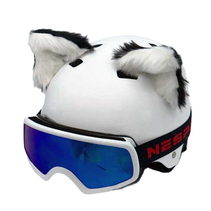 Helmet Rizz: Fox Ears Helmet Ornaments: white, pale pink cat-themed, cute cartoon/kawaii style