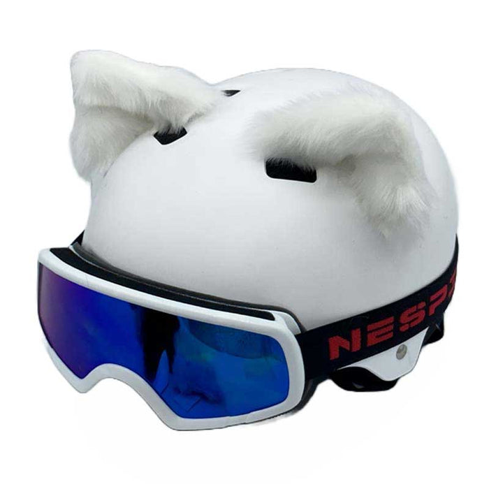 Helmet Rizz: Fox Ears Helmet Ornaments: white, pale pink cat-themed, cute cartoon/kawaii style