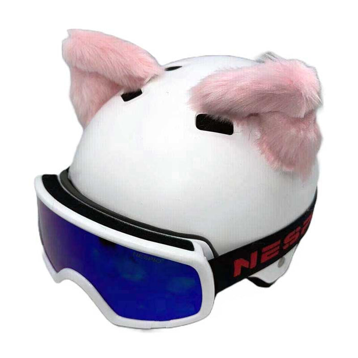 Helmet Rizz: Fox Ears Helmet Ornaments: white, pale pink cat-themed, cute cartoon/kawaii style
