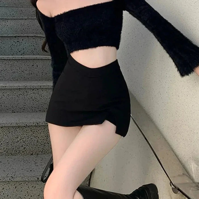High Waisted Mini Skirt for Women's Party Wear: black mini skirt, minimal style