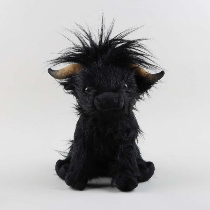 Highland Cow Plush Toy, Baby-Safe, Soft, Huggable: black, dark brown Highland cow, cute realistic style