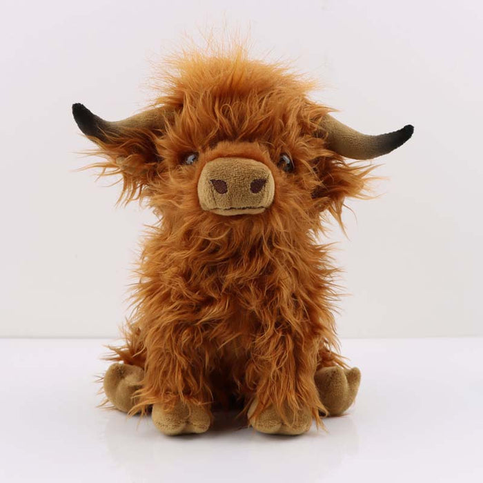 Highland Cow Plush Toy, Baby-Safe, Soft, Huggable: black, dark brown Highland cow, cute realistic style