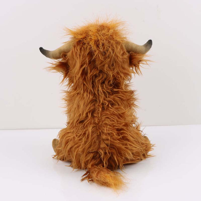 Highland Cow Plush Toy, Baby-Safe, Soft, Huggable: black, dark brown Highland cow, cute realistic style