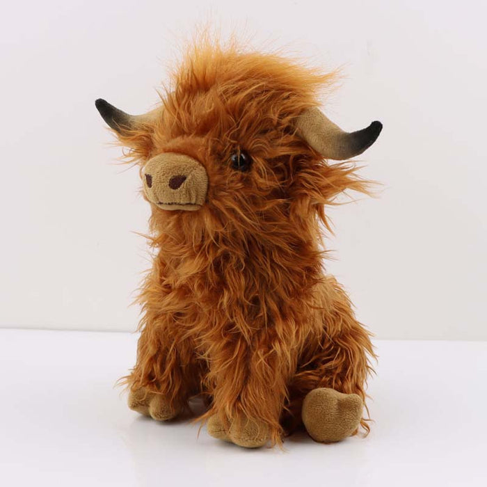 Highland Cow Plush Toy, Baby-Safe, Soft, Huggable: black, dark brown Highland cow, cute realistic style