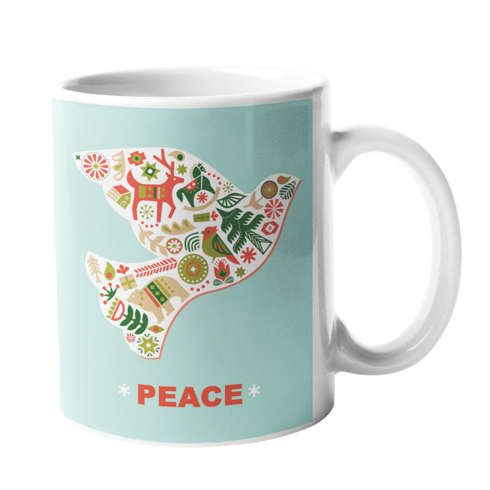 Holiday Mug Set: Bringing Joy, Love, and Peace to Your Coffee and Tea Rituals: red, light aqua Christmas holiday theme, carto