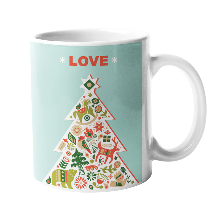 Holiday Mug Set: Bringing Joy, Love, and Peace to Your Coffee and Tea Rituals: red, light aqua Christmas holiday theme, carto