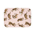 Home Accents Leopard Print Bath Mat: pale pink, orange tigers, cartoon style