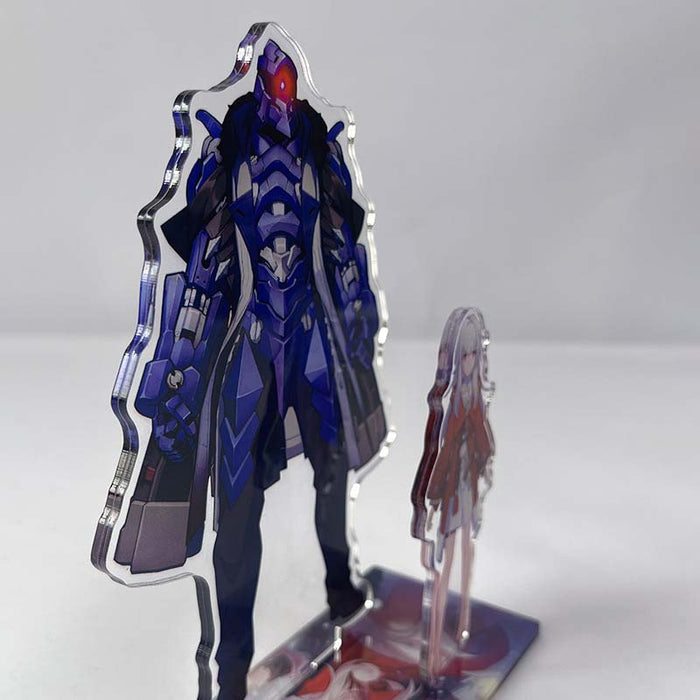 Honkai Star Rail Acrylic Standee: blue, purple two anime-style characters: a blue armored humanoid and a white-haired girl, a