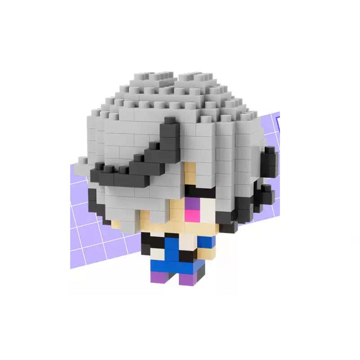 Honkai Star Rail DIY Character Figures: light gray, black cartoon character, pixelated cartoon style