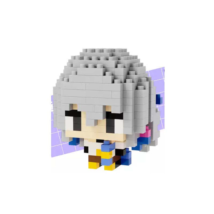 Honkai Star Rail DIY Character Figures: light gray, black cartoon character, pixelated cartoon style