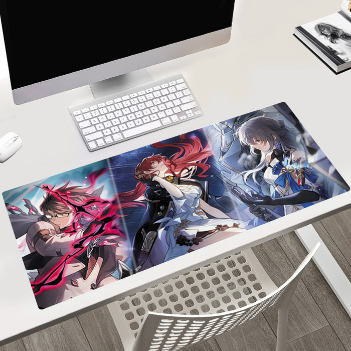 Honkai Star Rail Gaming Mouse Pad: black, red anime-style characters, anime, illustrated style
