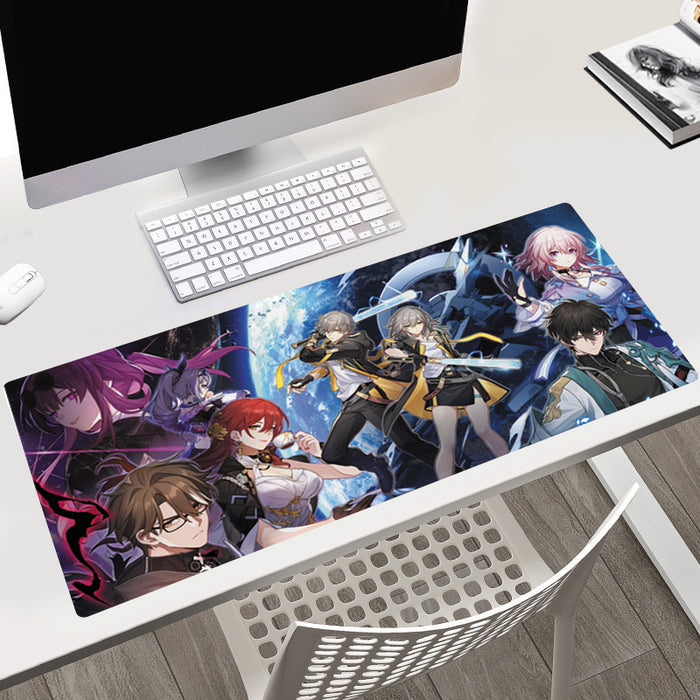 Honkai Star Rail Gaming Mouse Pad: black, red anime-style characters, anime, illustrated style