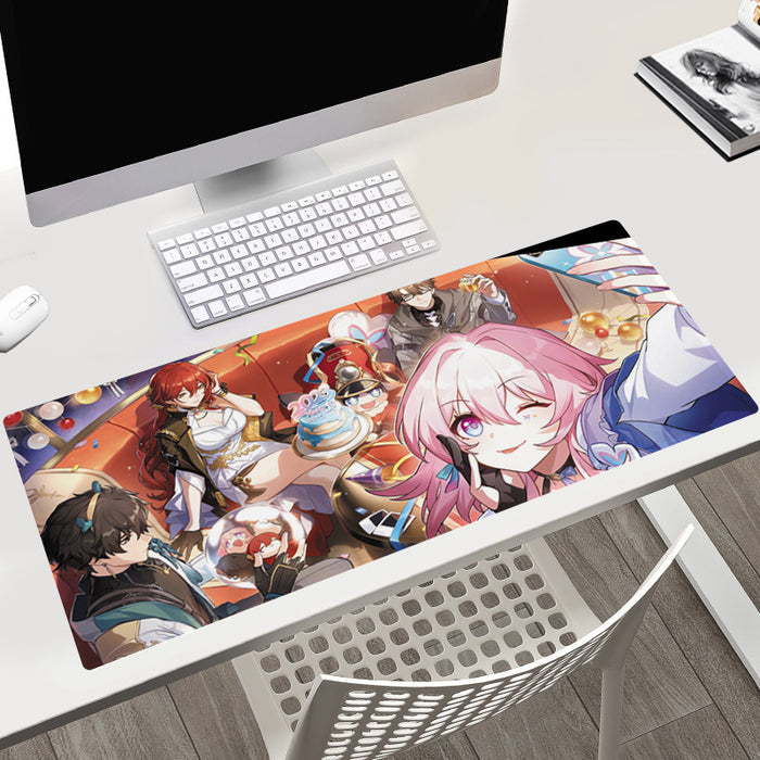 Honkai Star Rail Gaming Mouse Pad: black, red anime-style characters, anime, illustrated style