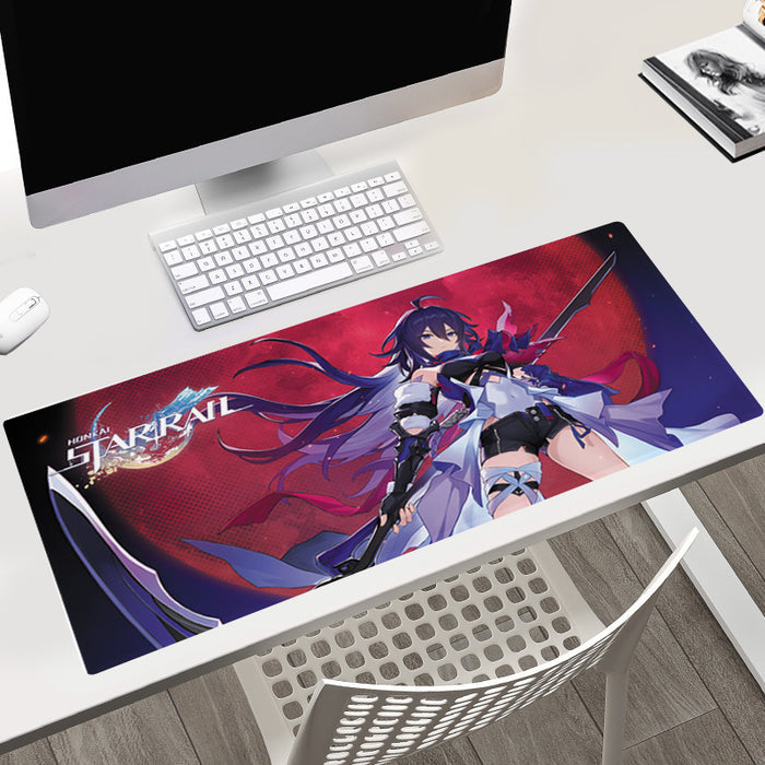 Honkai Star Rail Gaming Mouse Pad: blue, white anime-style fantasy characters, anime, fantasy style