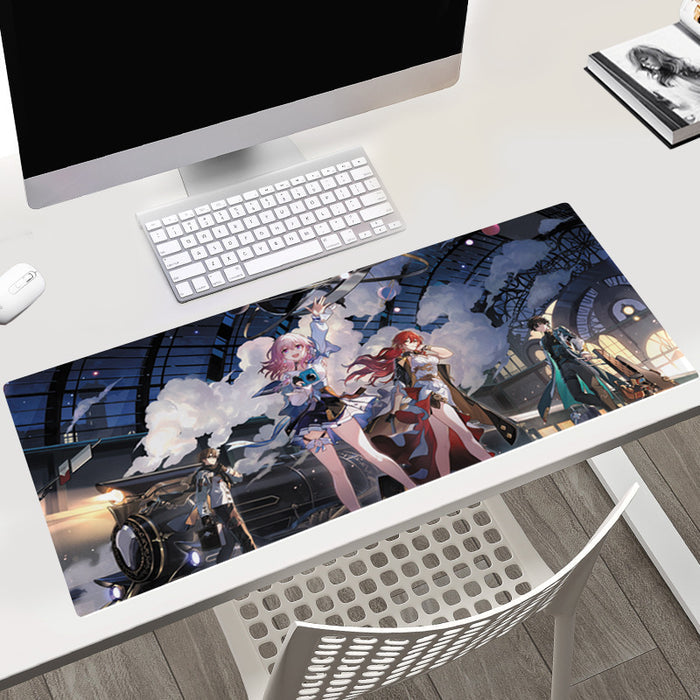 Honkai Star Rail Gaming Mouse Pad: black, red anime-style characters, anime, illustrated style