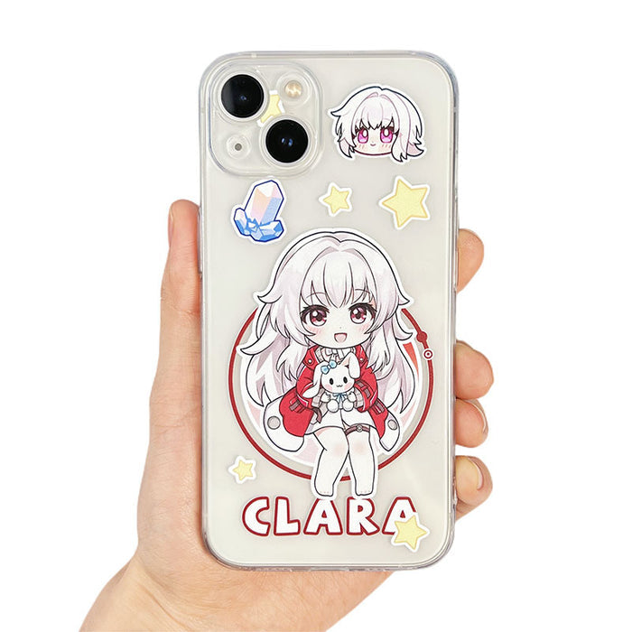 Honkai Star Rail iPhone Cases, Transparent Chibi Characters: clear, purple anime-style purple-haired girl character, kawaii c