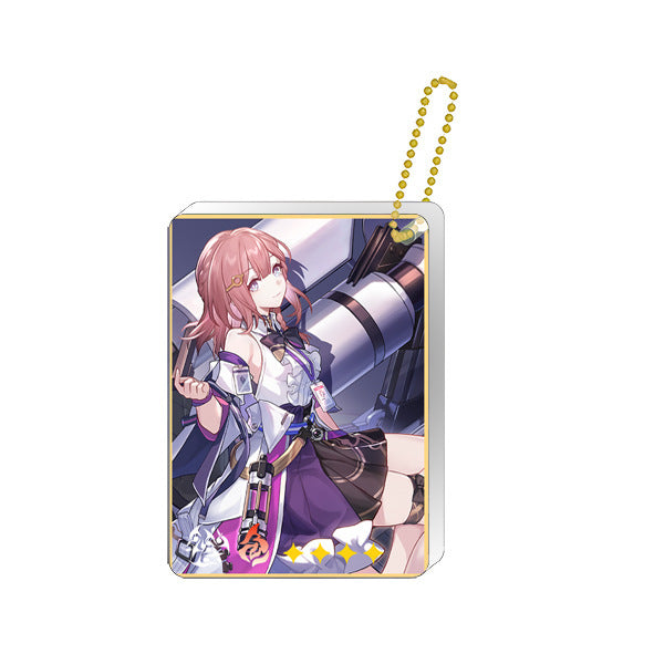 Honkai Star Rail Keychains: Collectible and Durable: blue, white anime-style white-haired character with animal companions, a