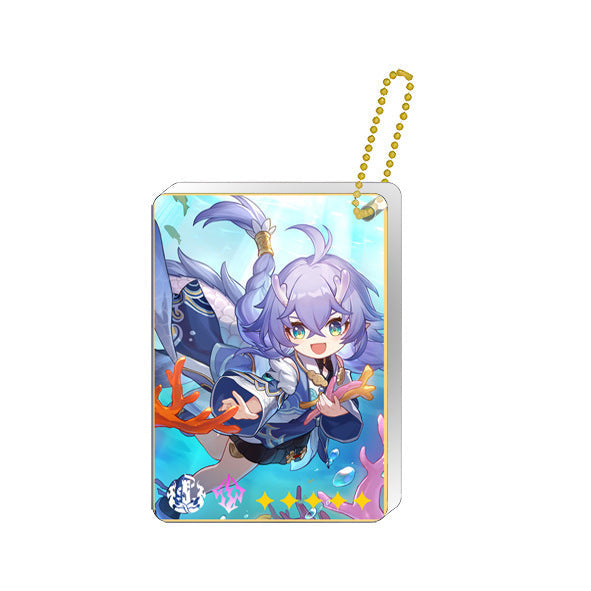 Honkai Star Rail Keychains: Collectible and Durable: blue, white anime-style white-haired character with animal companions, a