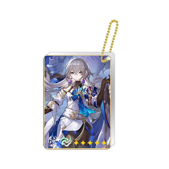 Honkai Star Rail Keychains: Collectible and Durable: blue, white anime-style white-haired character with animal companions, a