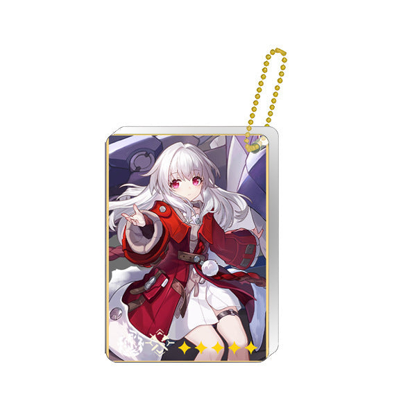 Honkai Star Rail Keychains: Collectible and Durable: blue, white anime-style white-haired character with animal companions, a