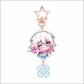 Honkai Star Rail March 7th Keychains: pink, white anime-style pink-haired girl character, kawaii cartoon anime style
