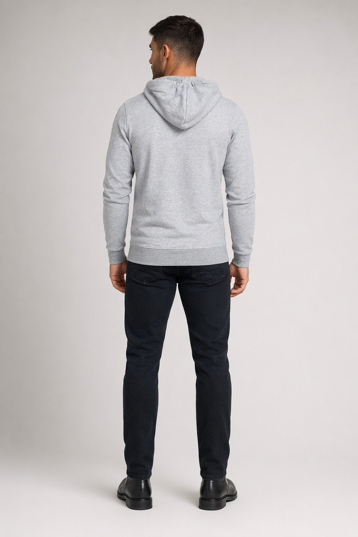 Hooded Jacket for Men with Zipper Light Gray
