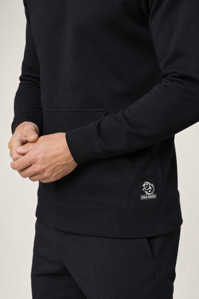 Hooded Sweatshirt with Logo on Front and Back Black