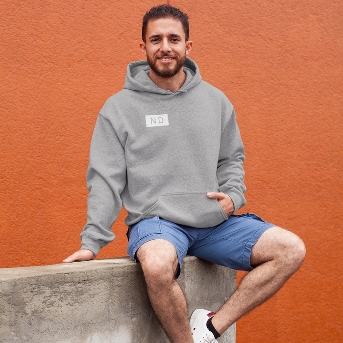 Hooded Sweatshirt with Logo on Front and Back: black, white hoodie, minimal style