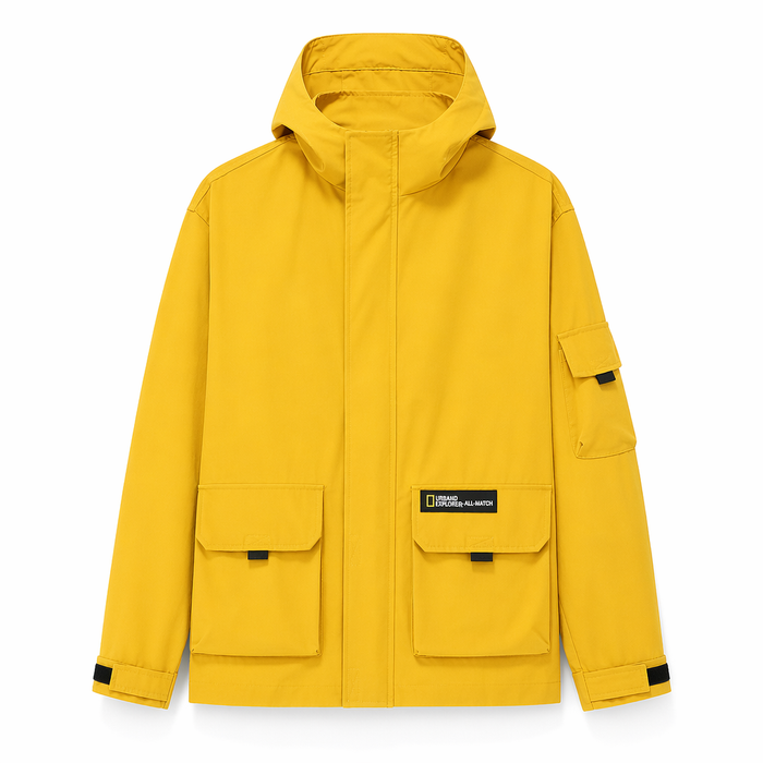 Hooded Windbreaker for Men Yellow