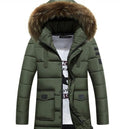 Hooded winter jacket: olive green, brown hooded puffer jacket, casual winter outerwear style