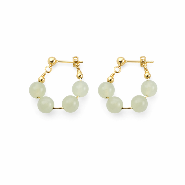Hoop Earrings with Jade Beads Default
