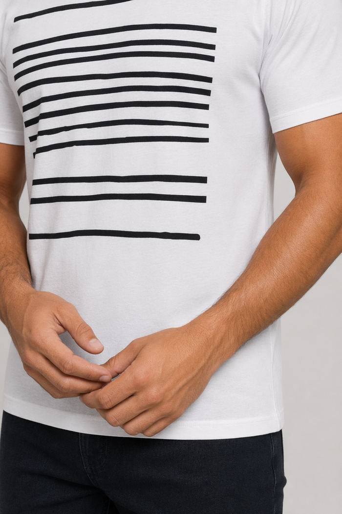Horizontal Lines Men's Tee White