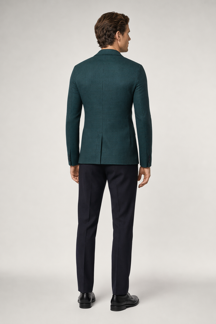 Houndstooth Pattern Men's Blazer Green